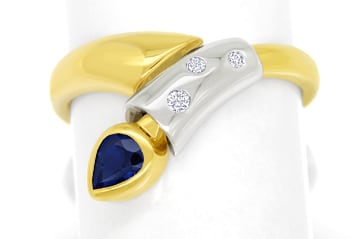 Foto 1 - Diamantring mit lupenreinen Brillanten und blauem Safir, Q1428