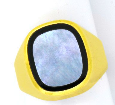 Foto 1 - Super Siegel Ring, Spitzen Perlmutt! Onyx! Neu Okkasion, S0897